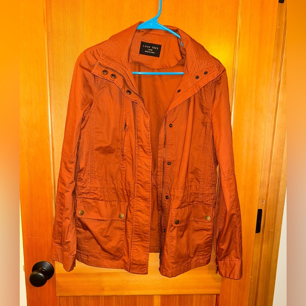 Love Tree Jacket Burnt Orange  100% Cotton Military sz Large